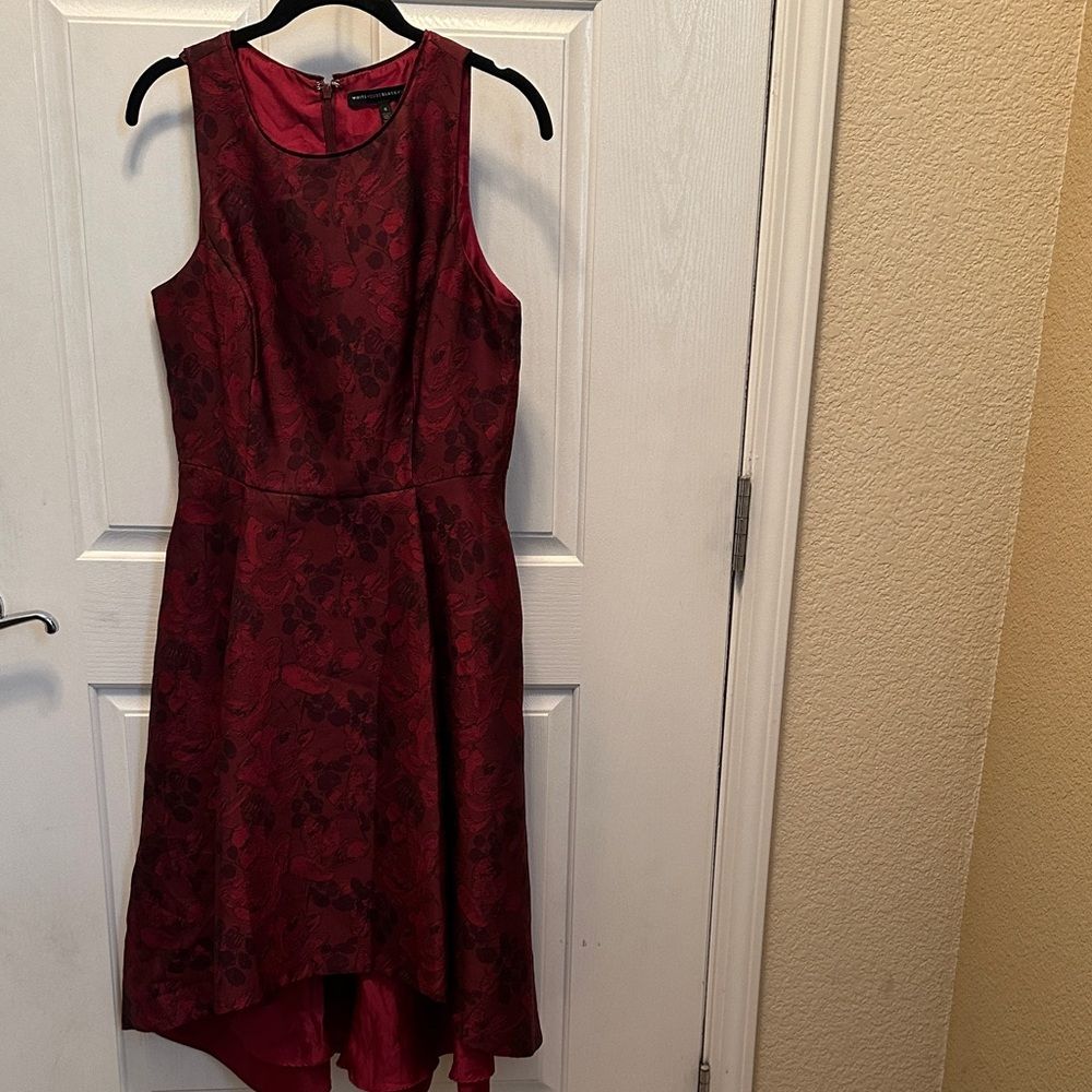 White House Black Market Burgundy Floral Formal Midi Dress
